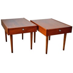 Retro Pair of Walnut End Tables by Merton Gershun for American of Martinsville, 1960s
