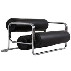 Zweisitziges Sofa aus schwarzem Leder