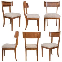 Scandinavian Modern Klismos Dining Chairs in Elm Set of Six