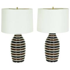 Pair of Morris Greenspan Ceramic Lamps 12