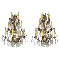 1930s Pair of Original New York City Plaza Hotel French Crystal Sconces