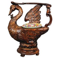 19th Century Carved Wood Swan Chair 6