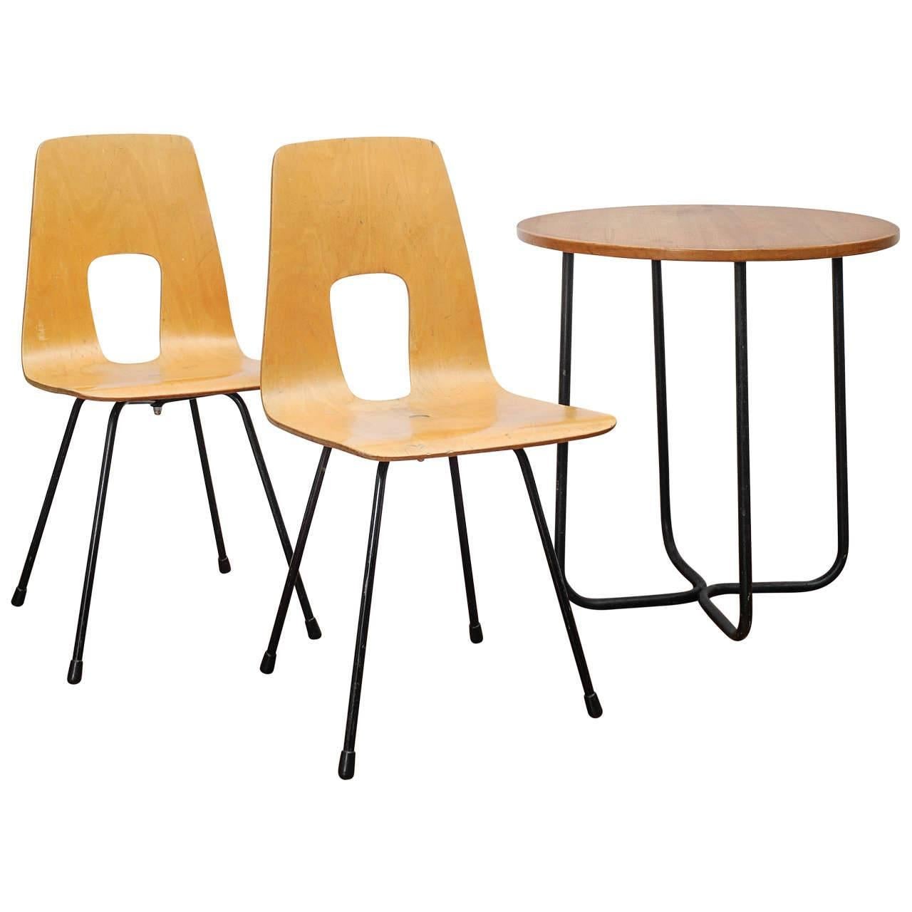 Hans Bellmann, 1950s Small Table and Two Chairs For Sale