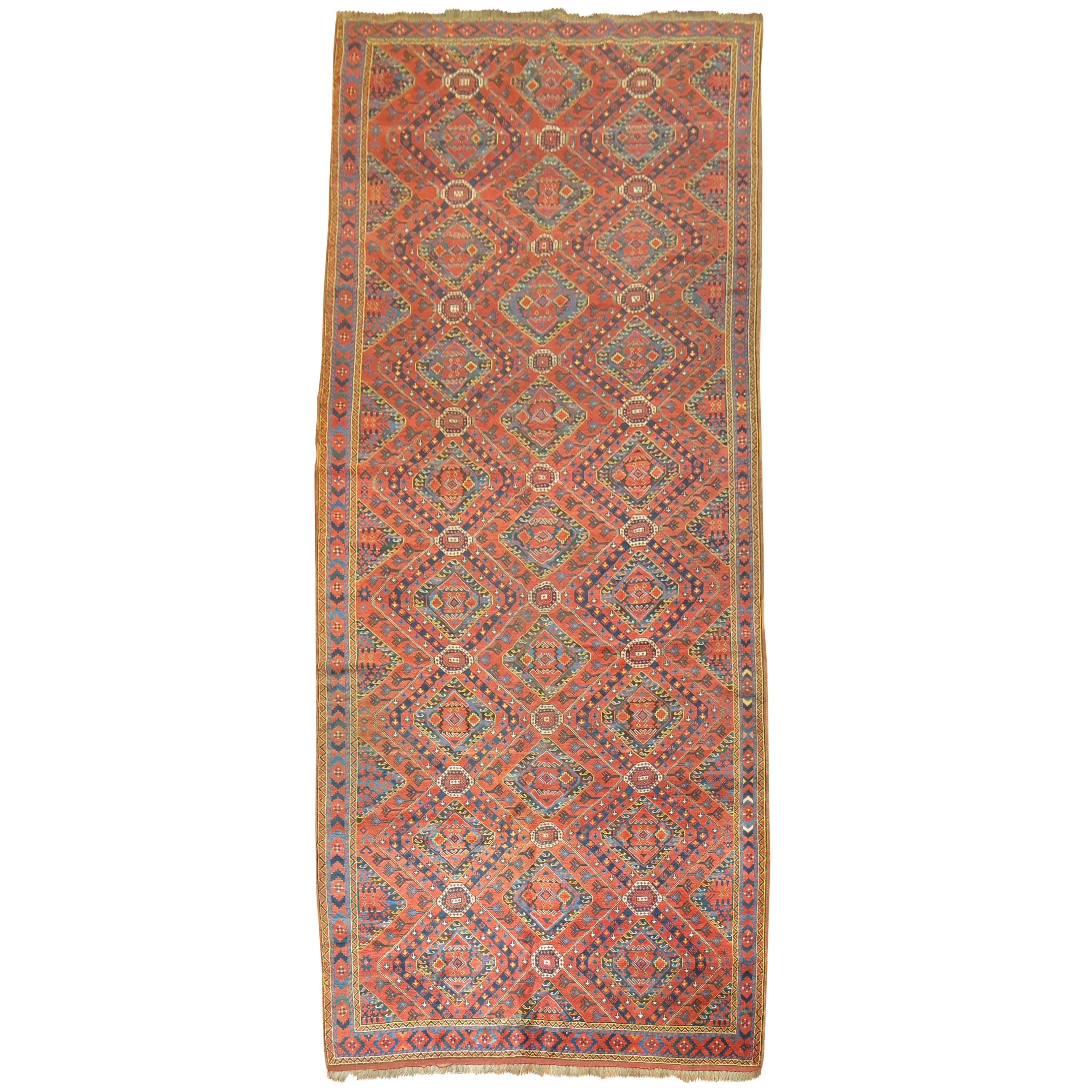 Rustic Gallery SizeAntique Beshir Carpet For Sale