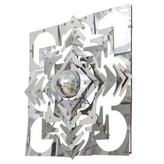 1970s, Mid-Century Modern, Pop Art, Polished Chrome, Square, 3-D Wall Sculpture