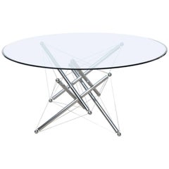 Vintage Italian Modern Chromed Steel and Glass Center Table, Theodore Waddell, Cassina