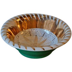 Waylande Gregory Gilt Gold, White and Green Ceramic Bowl, circa 1940s