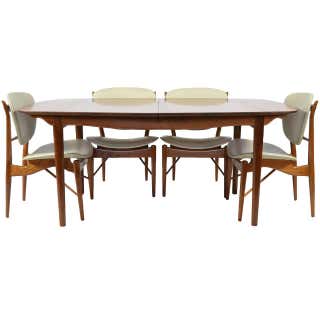 Rosewood Dining Table with Nested Chairs by Hans Olsen at 1stDibs ...
