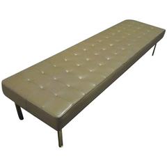 Milo Baughman Style Long Tufted Bench with Brass Legs 6