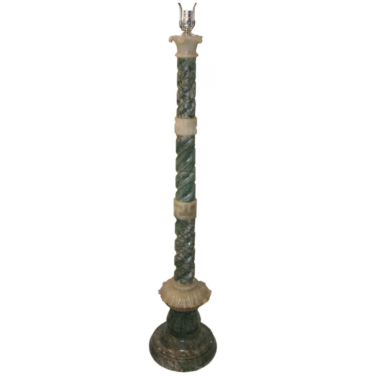 Neoclassic Carved Alabaster Floor Lamp