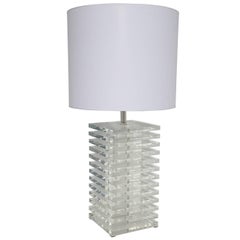 Giant 1970s Stacked Lucite Table Lamp