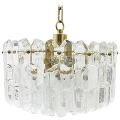 Glass and Brass Pendant Lamp by Kalmar, Austria, 1960s