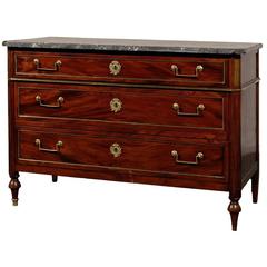 French Marble-Top Mahogany Directoire Commode, circa 1800