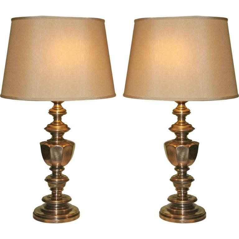 Pair of 1950s Brass Lamps