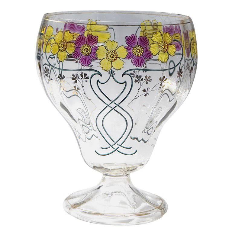 Handblown Transparent Enamel Centerbowl or Vase