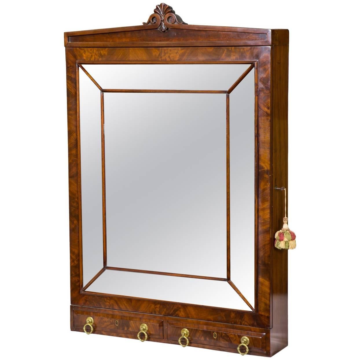 Classical Mirrored Wall Chest with Drawers, Probably New York, circa 1825 For Sale