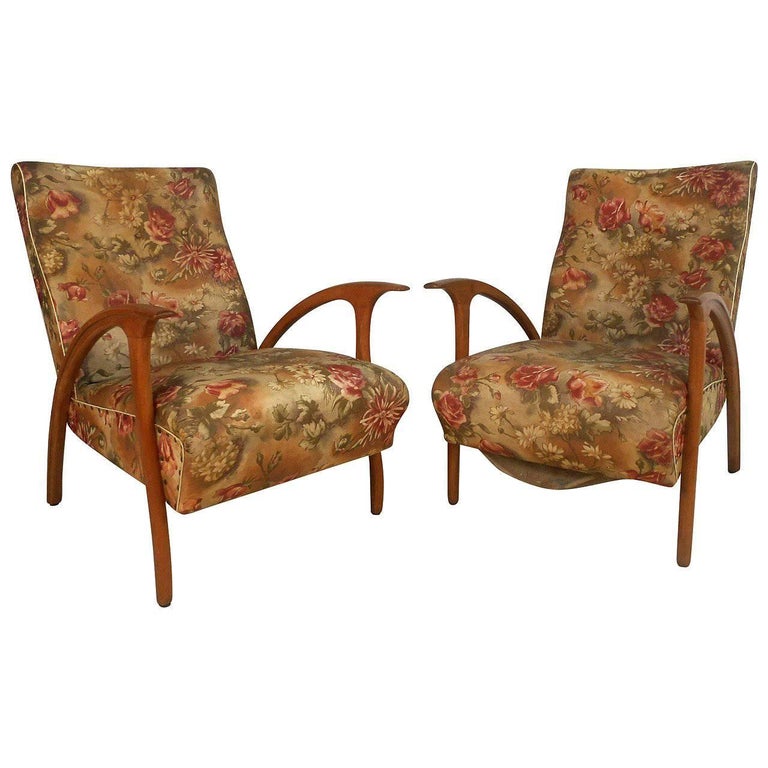 Pair of Mid-Century Modern Paolo Buffa Style Armchairs For Sale