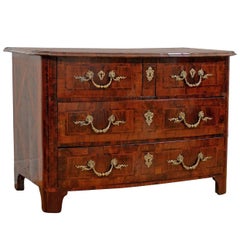 French Late 18th Century Walnut Four-Drawer Commode with Star Inlaid Top