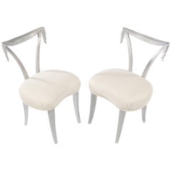 Pair of 1940s Art Deco Silvered Chairs by Grosfeld House
