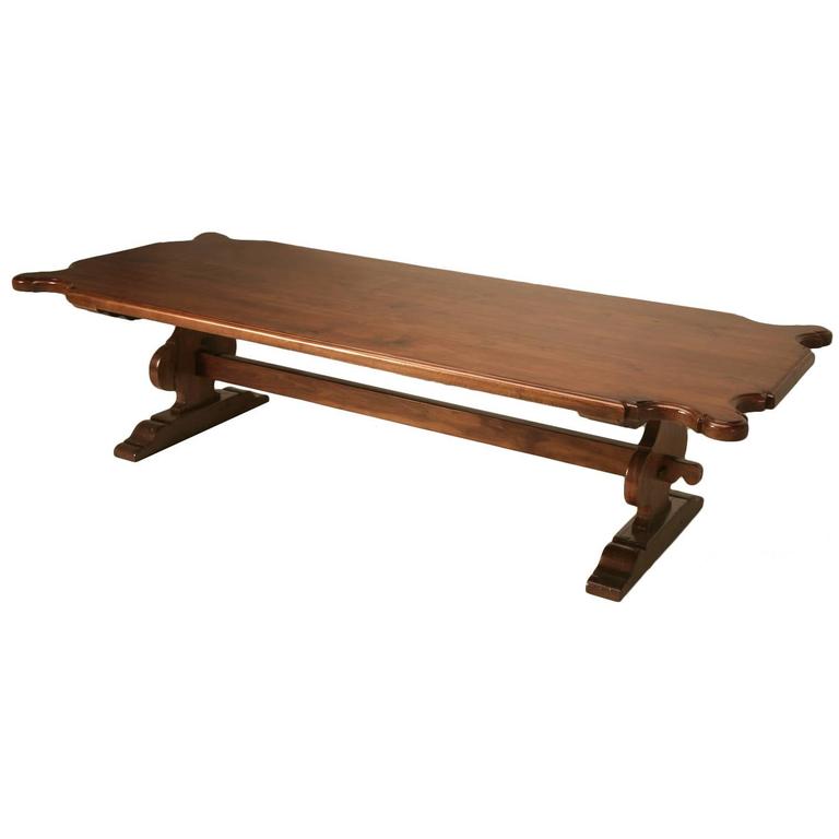 antique trestle dining table italian farm table made from huge planks 
