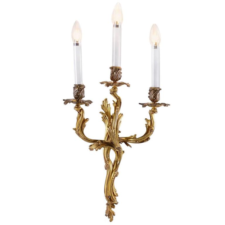 Three Original bronze Rococo Wall Sconces 1