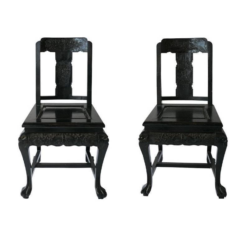 Mid-20th Century Chinese Hall Chairs, Pair For Sale