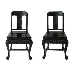 Mid-20th Century Chinese Hall Chairs, Pair