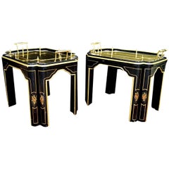 Pair of Unusual Brass Decorated Coffee or End Tables