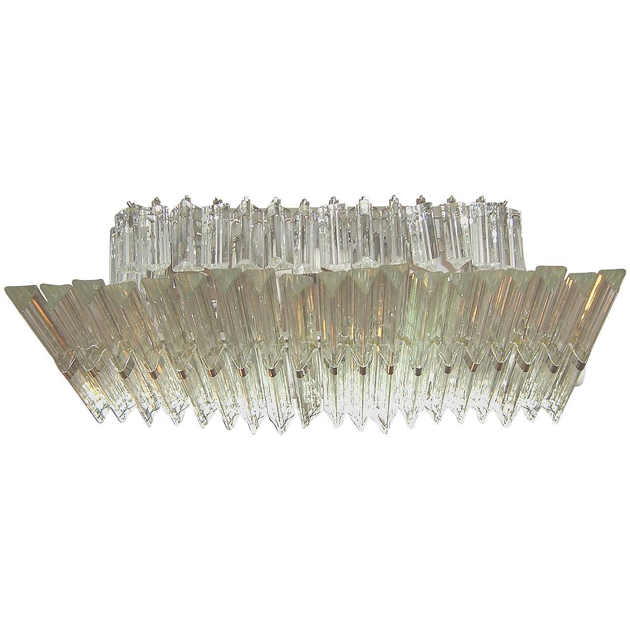 Exceptional Venini Glass Rectangular Flush Mount Ceiling Light
