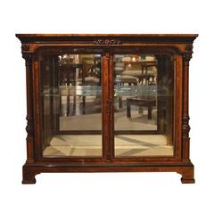Exhibition Quality Burr Walnut Victorian Period Two-Door Pier or Display Cabinet 3