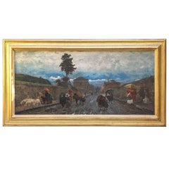 Peinture Huile sur toile de Pio Joris Important artiste italien du 19ème siècle