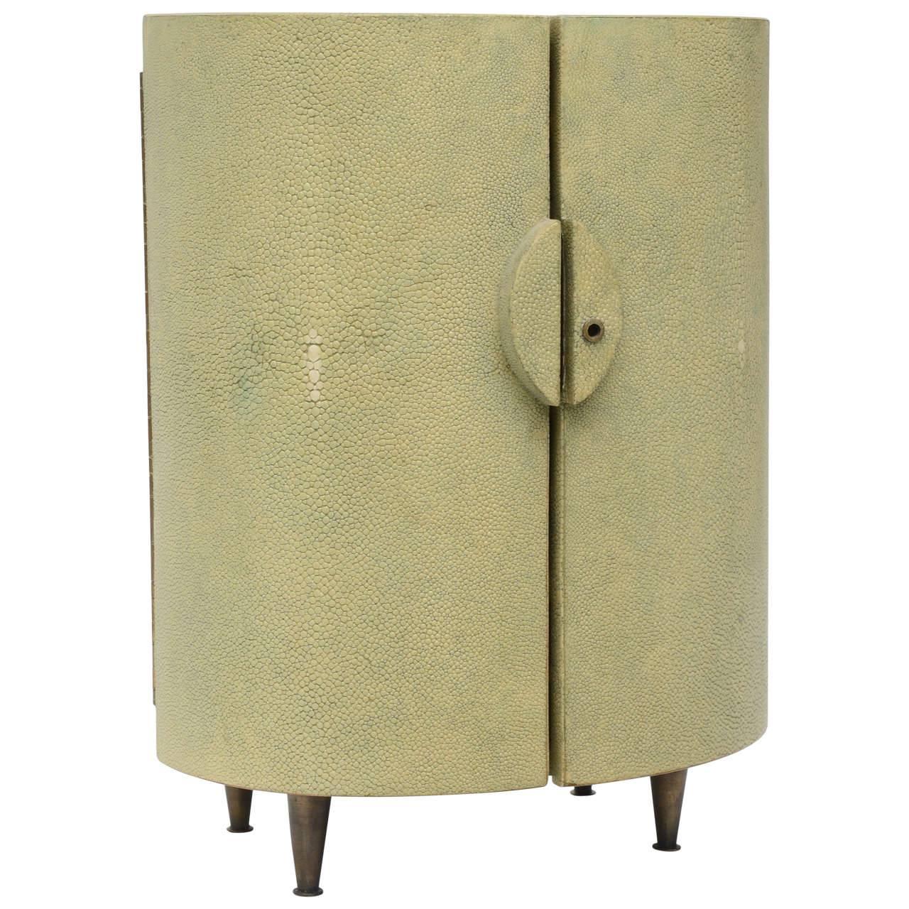 R & Y Augousti Shagreen Covered Jewelry Cabinet For Sale