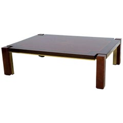 Italian Modern Ebony De Macassar, Walnut, Mahogany and Brass Low Table