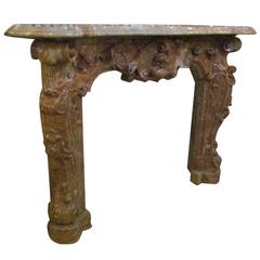 1800s Intricately Hand-Carved Baroque Duquesa Rosa Marble Fireplace Mantel 1