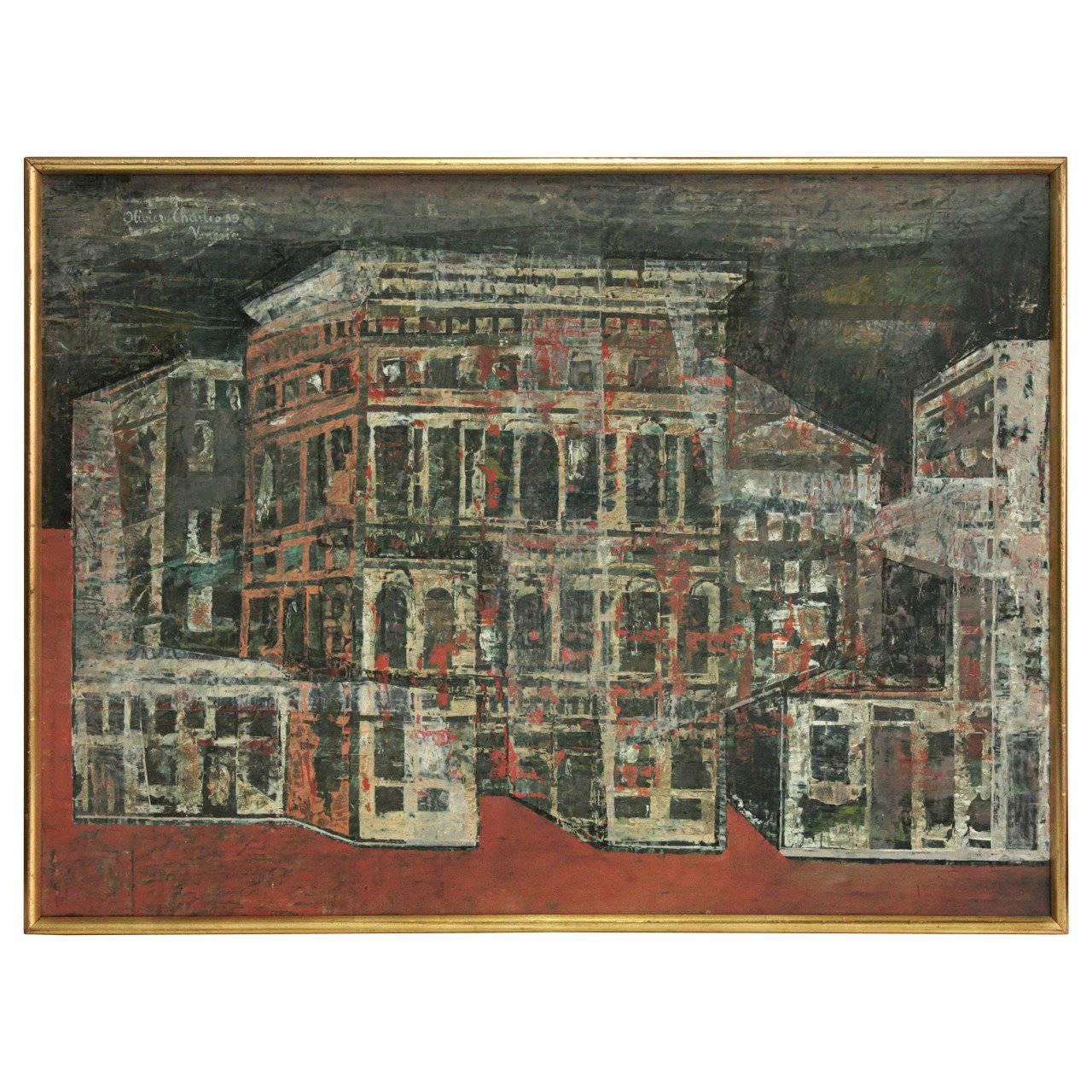 Abstract Venetian Cityscape Painting by Olivier Charles For Sale