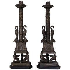 Pair of Gilt Bronze Candlesticks of Neoclassical Form