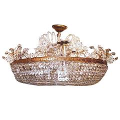 Large Gilt Metal and Crystal Chandelier 9