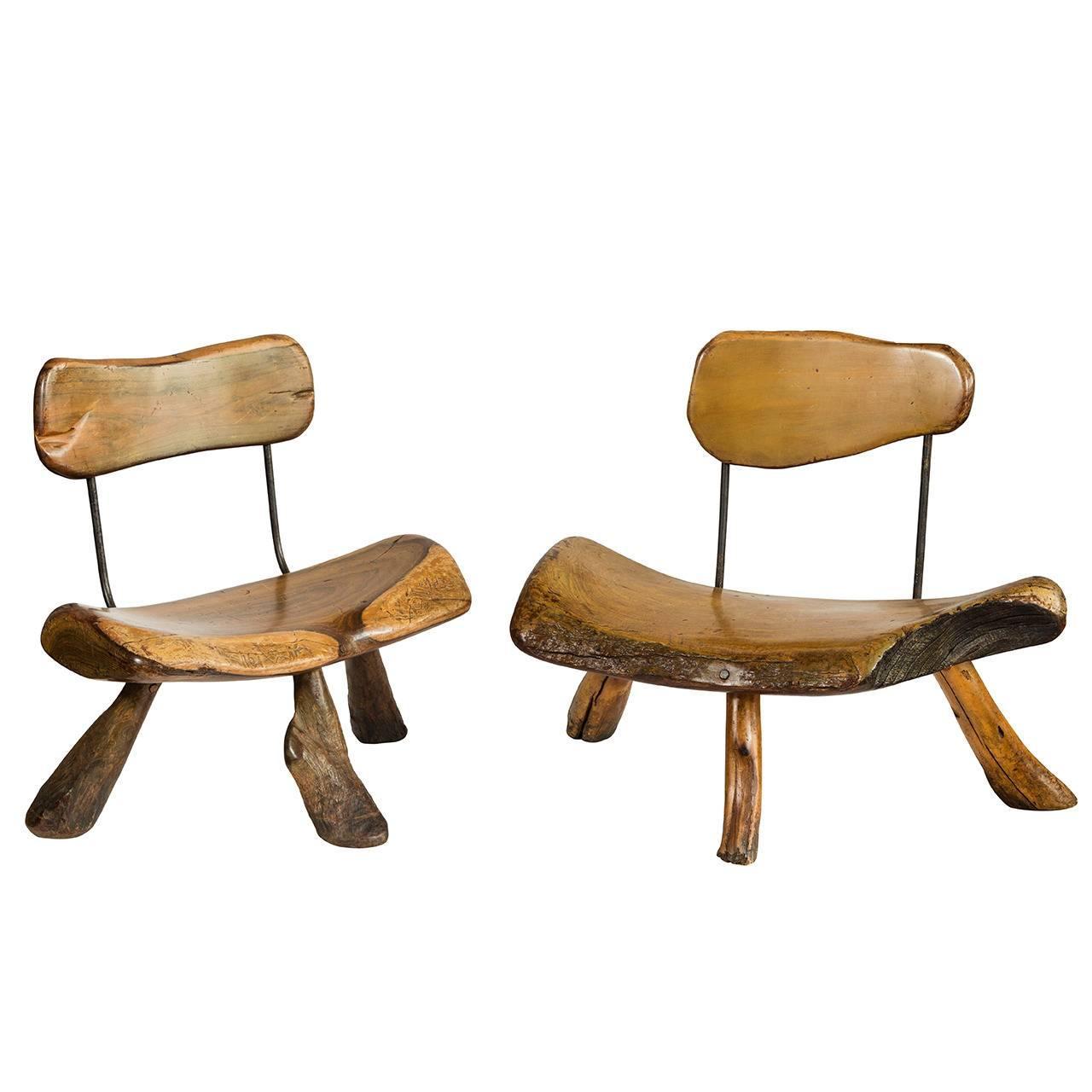Handmade wood and iron chairs For Sale at 1stDibs