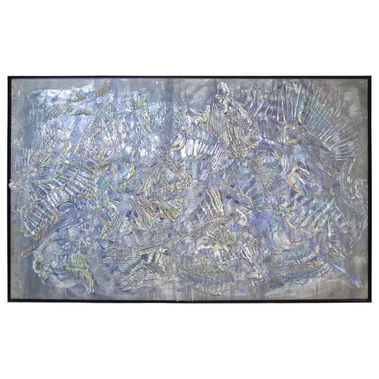 Roy Lerner, Tears of the Moon, Large Textured Acrylic Abstract on Canvas