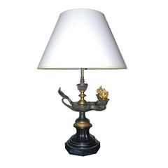19th Century Bronze Lamp with Gilt Flames