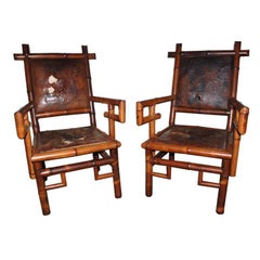 Pair of 19th Century Bamboo Armchairs