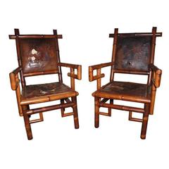 Pair of 19th Century Bamboo Armchairs 2