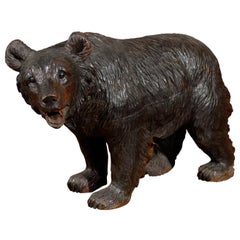 Antique Swiss Turn of the Century Small Black Forest Carved Bear