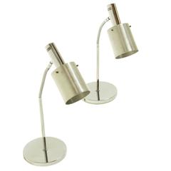 Vintage Brazilian Chrome and Aluminum Table Lamp with Adjustable Neck