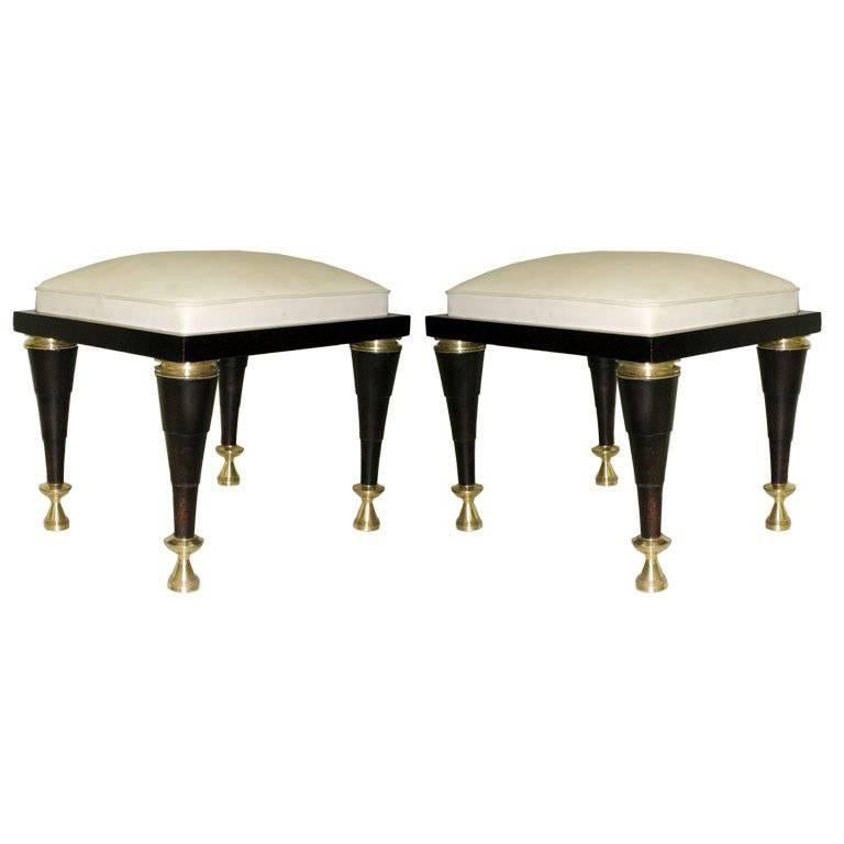 Rare Pair of Stools by Robert Lemariey For Sale