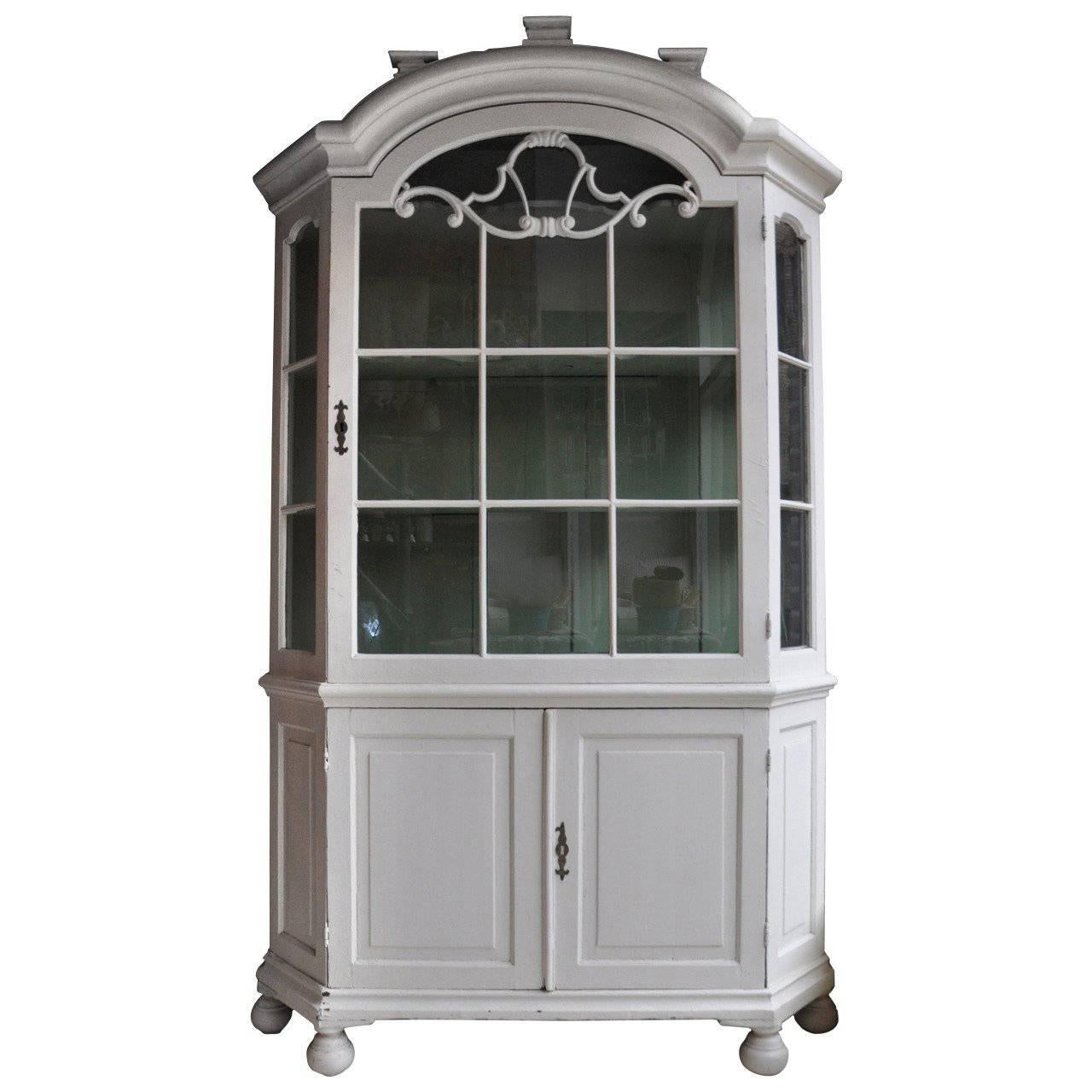 Dutch 18th Century Display Cabinet in White Paint For Sale