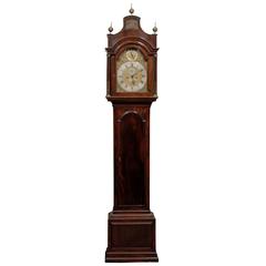 18th Century English Mahogany Tall Case Clock with Brass and Steel Face 8