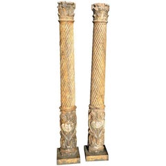 Pair of 17th Century Spanish Wooden Columns