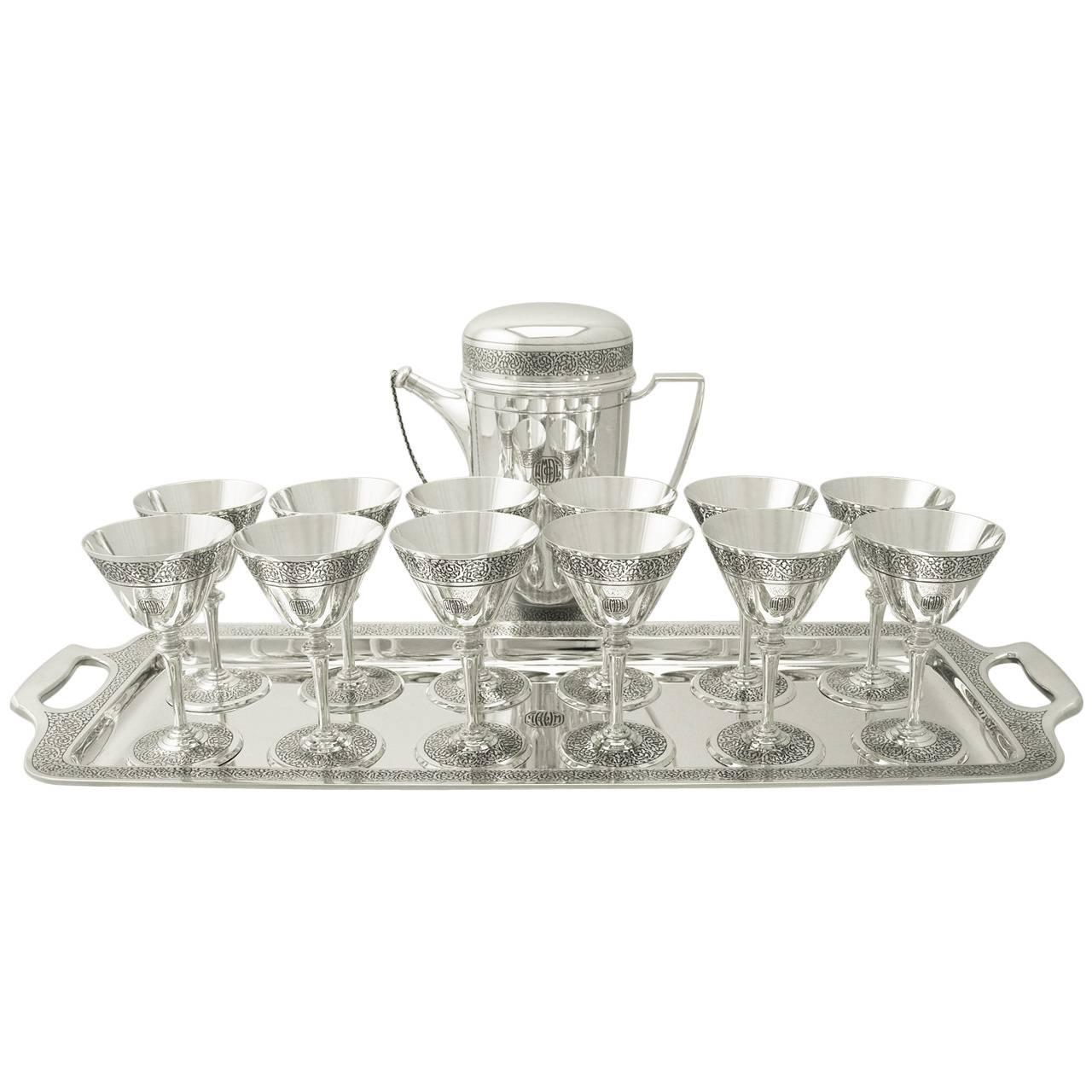 Antique Art Deco American Sterling Silver Cocktail Set by Tiffany & Co.