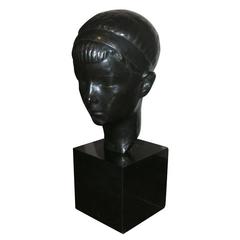 Bronze Bust of Youth on Pedestal 6